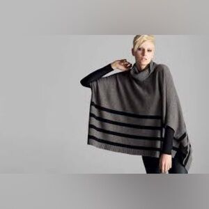 Eileen Fisher Striped Turtleneck Poncho Sweater